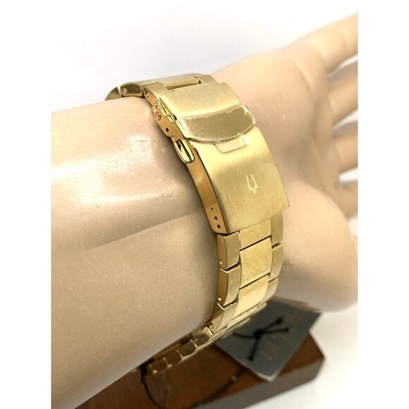 Bulova Men's Watch 98B375 Quartz Black Dial Date Gold Stainless Steel 43mm - Picture 10 of 14